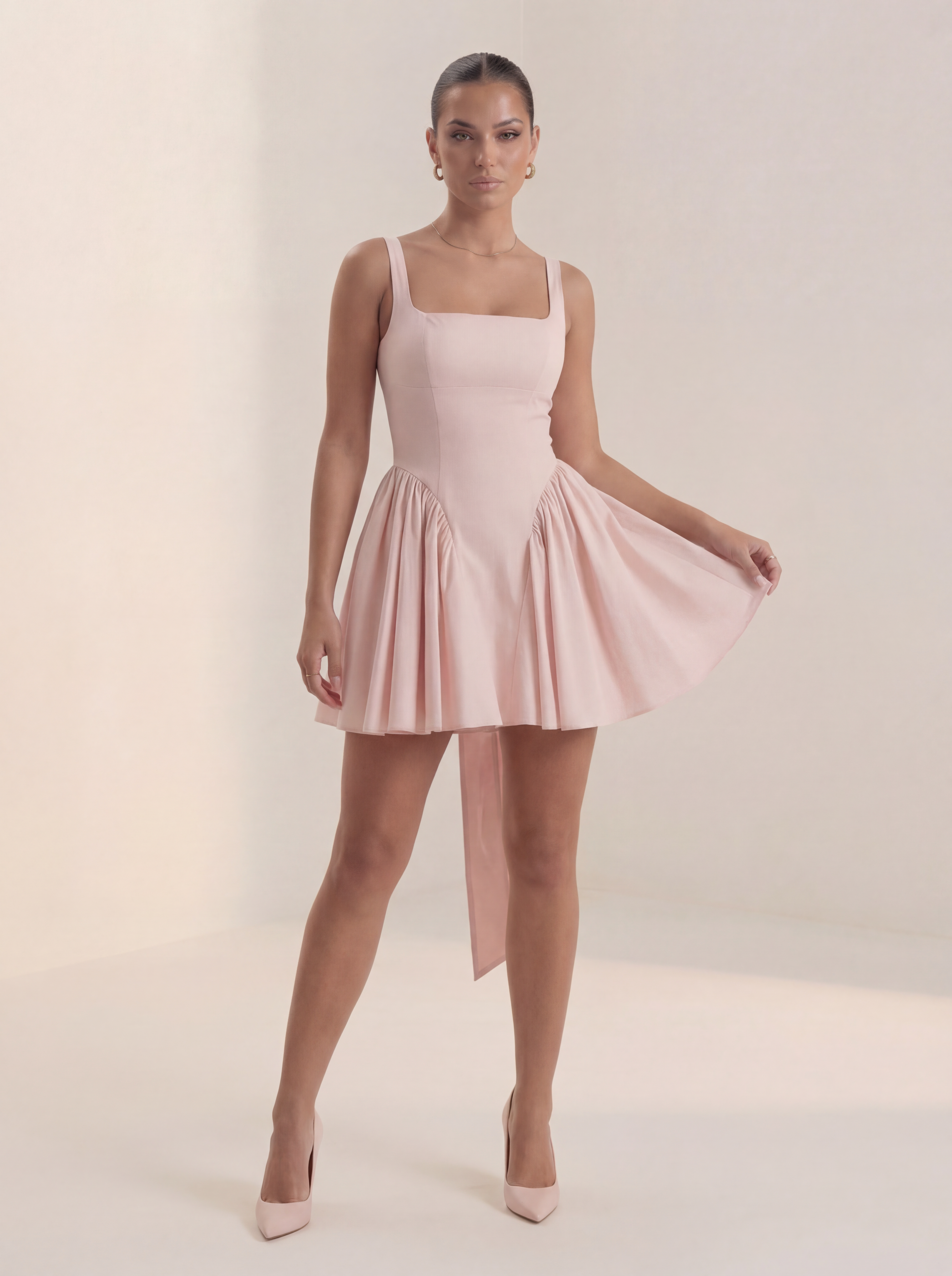 Blush Bow Mini Dress